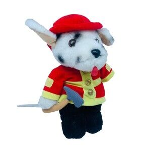 VTG Shalom Toy Dalmatian Plush Fireman Fire Dog Hat Jacket Soft Stuffed Animal